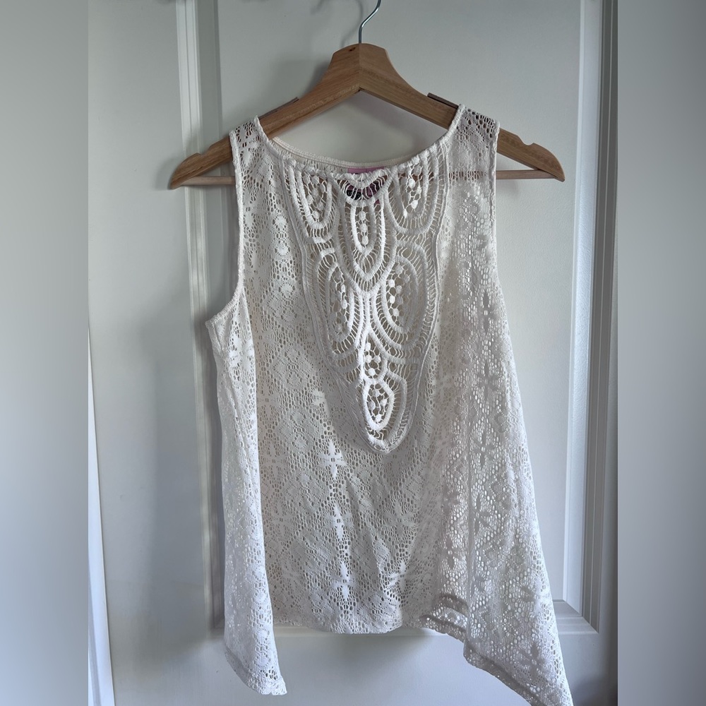 Lace detail beach tank top/cover-up
